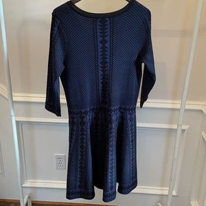 NWOT-Sweater Dress-Nina Leonard Navy and Black Mini Sweater Dress-Size XL